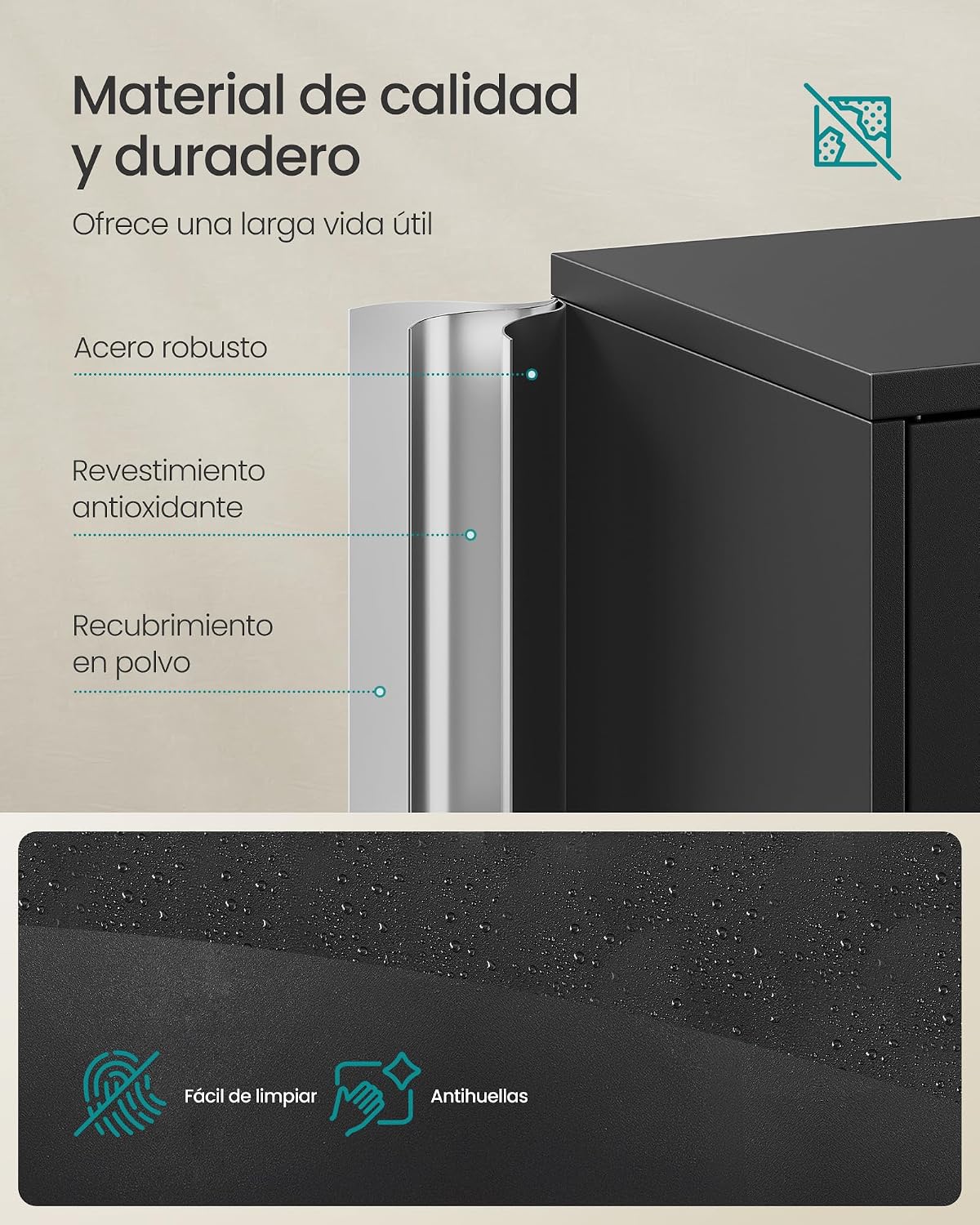 SONGMICS Armario de Garaje de 5 Estantes con 4 Puertas, de Metal