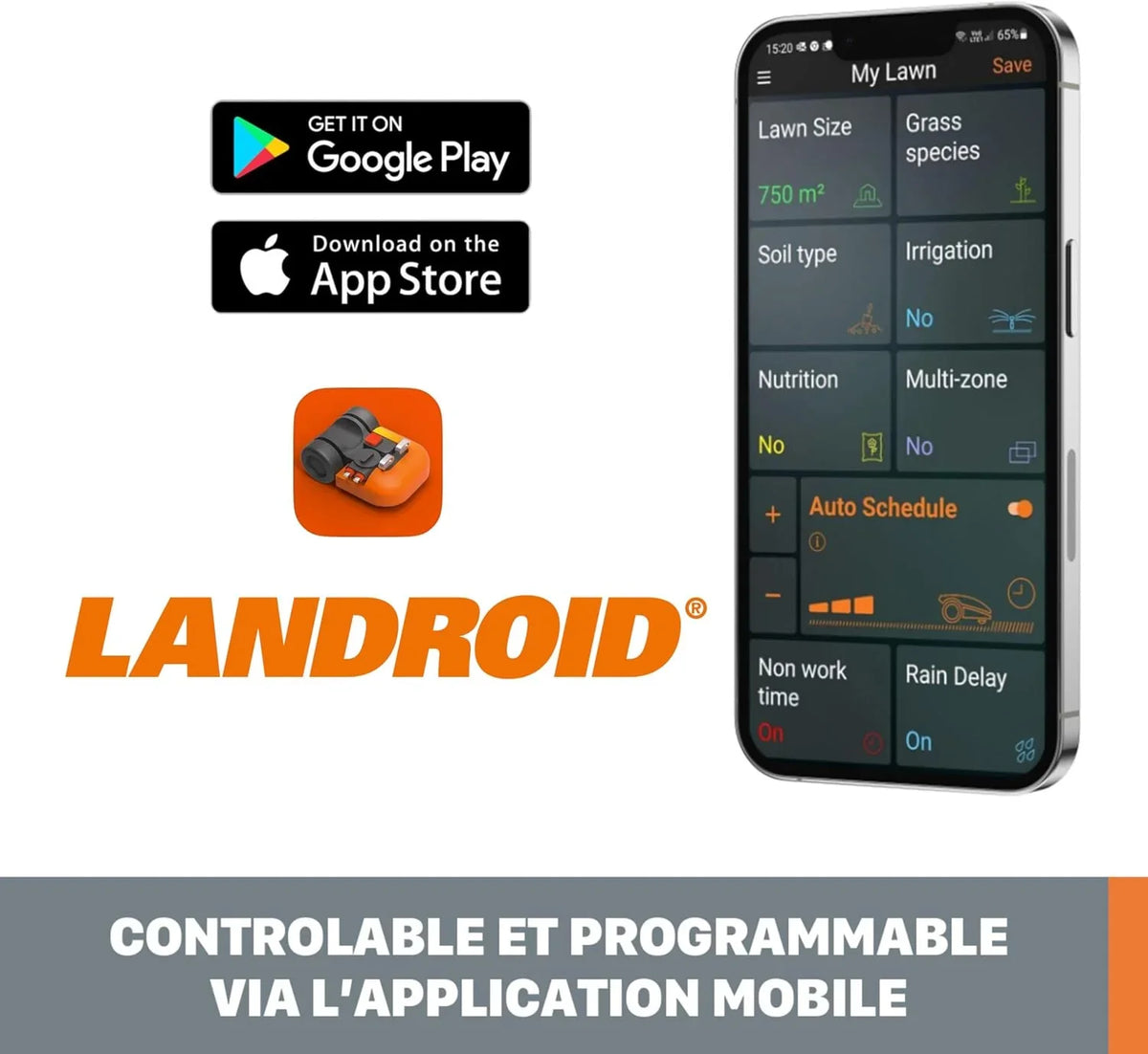 WORX Robot cortacésped Landroid M700 Plus 20V Máx. | WR167E | Superficie de hasta 700m2 | Pendientes de hasta el 35% | Navegación Inteligente |Cut to Edge 2,6 cm del Borde