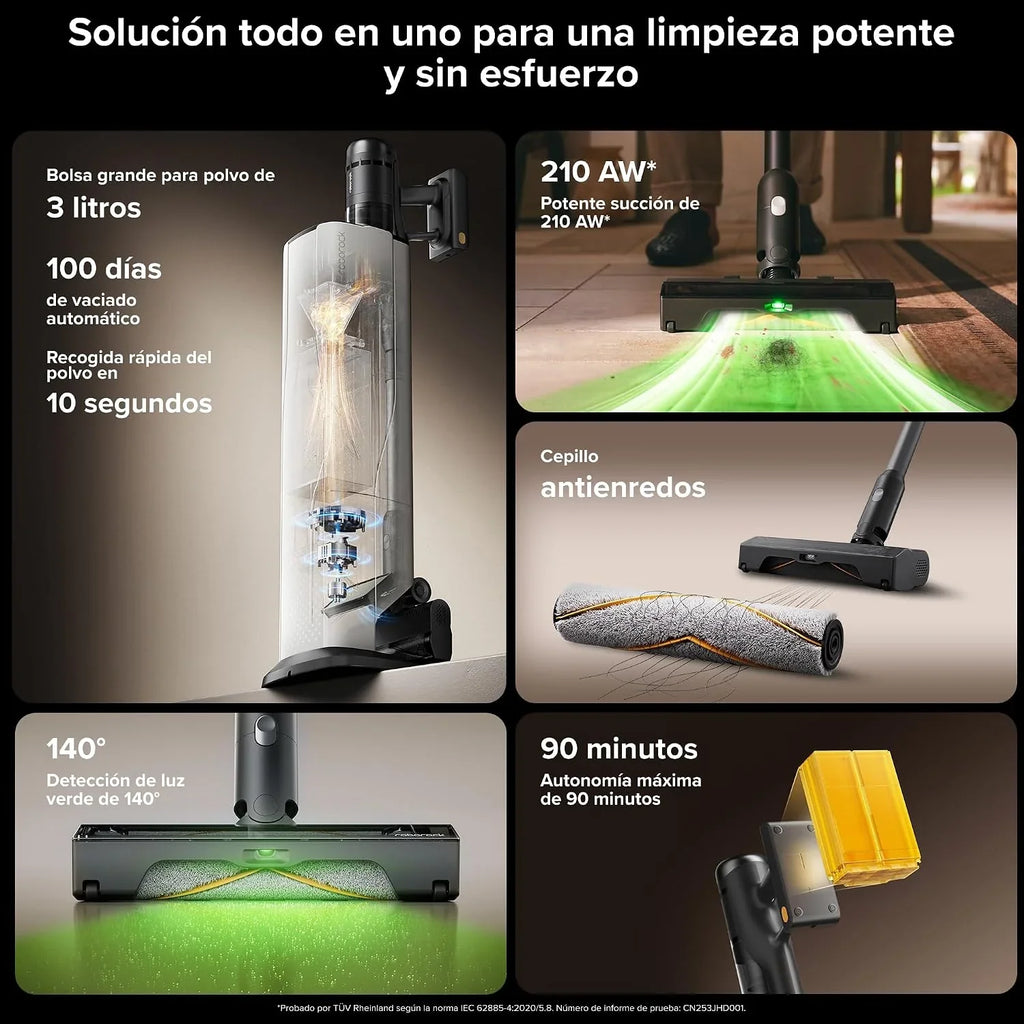 roborock H60 Hub Ultra Aspiradora sin Cable con Base de Vaciado Automático