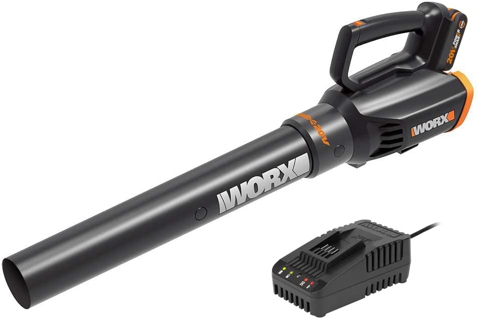 WORX 18V (20V MAX) Soplador de Hojas a Batería WG547E, 1 batería de 2.0Ah, PowerShare, 2 Velocidades, Velocidad de Soplado 120km/h, Tecnología de Turbina, Cargador Rápido de 1 Hora