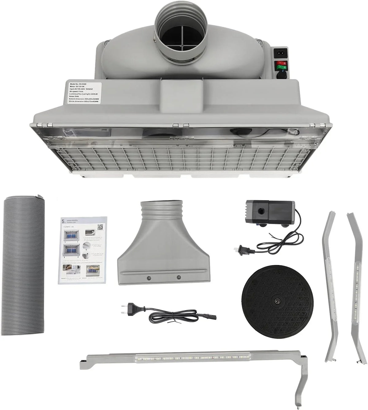 OUKANING Cabina de pintura para aerógrafo con LED y succión, plegable