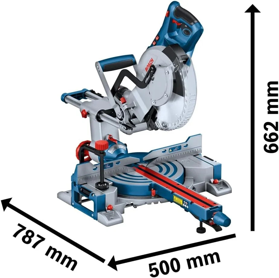 Bosch Professional ingletadora telescópica GCM 305-254 D (corta hasta 90 x 305 mm, incl. 1 disco de sierra, 2 soportes para piezas de trabajo, bolsa para polvo, pinza)