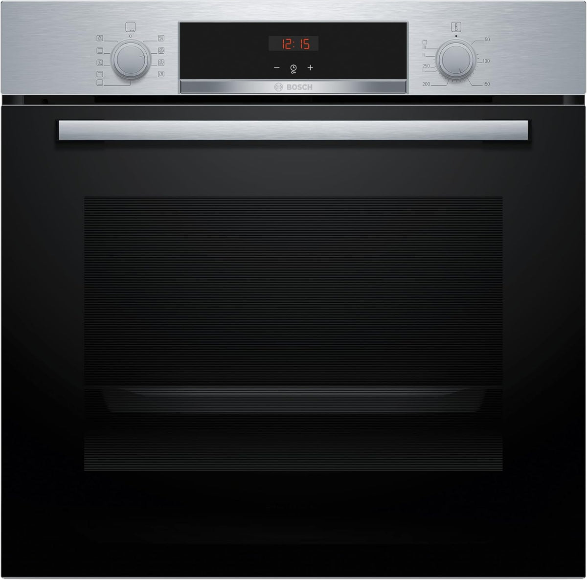 Bosch - Horno Multifunción, Serie 4, 60 cm. de ancho, Asistente de limpieza con agua, 3D Hotair, Acero, HBA514ES3