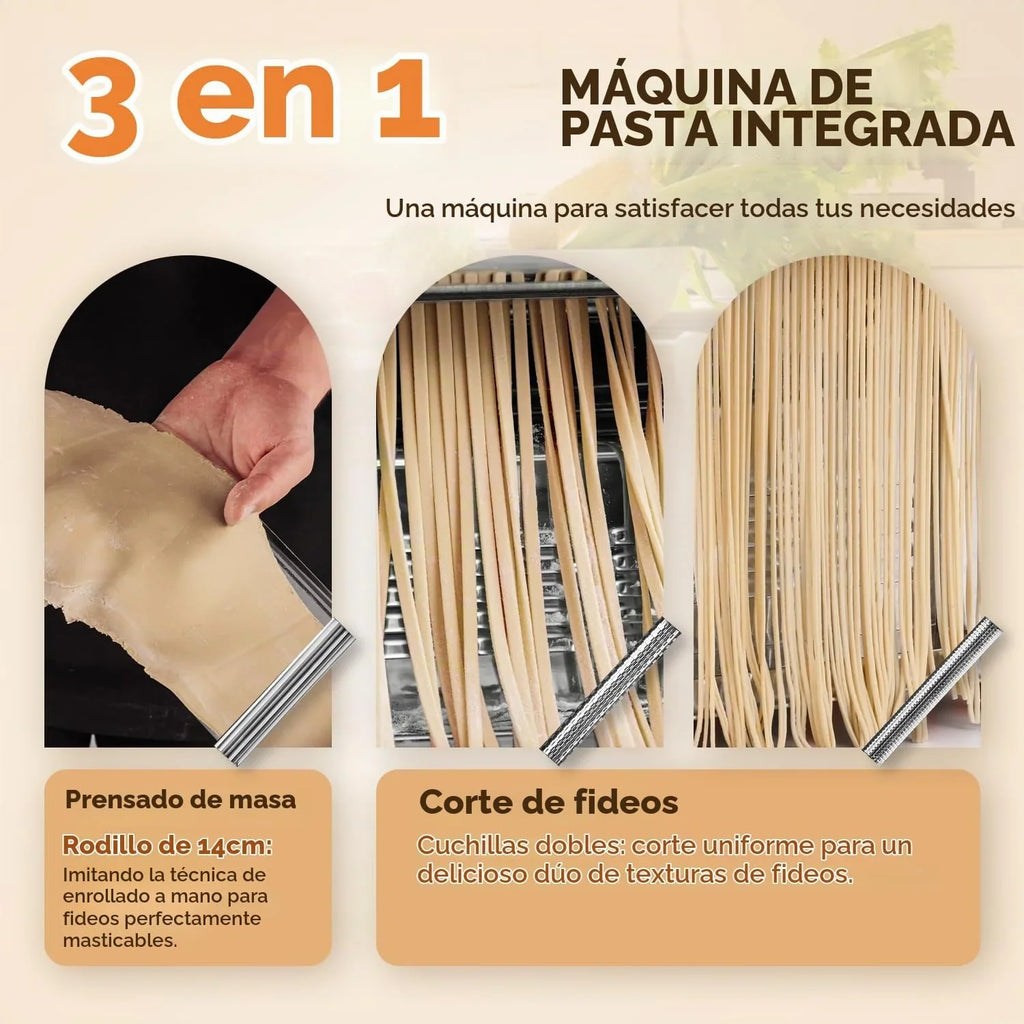 Moongiantgo Máquina de Pasta Eléctrica, 2 Cuchillas, 9 Marchas de Grosor