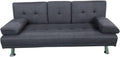 MUEBLIX.COM - Canos 3 Seater Sofa Bed, Armchair Bed, Sofa Bed, with Folding Table, Upholstered Synthetic Fabric, Click-Clack Opening, Designer Sofa, Grey