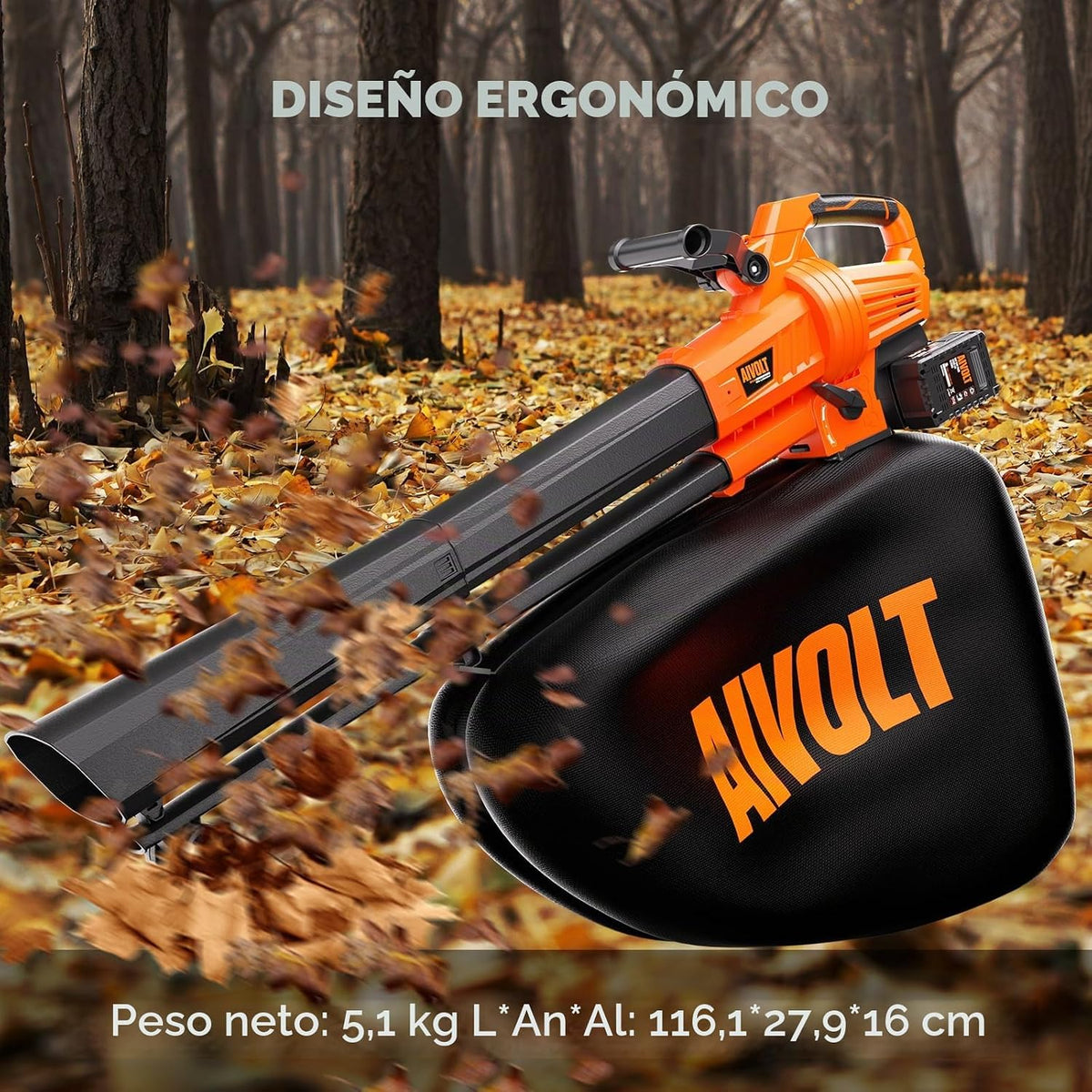 AIVOLT Soplador de Hojas 3 en 1 con 2 Batería de 20V 4.0Ah