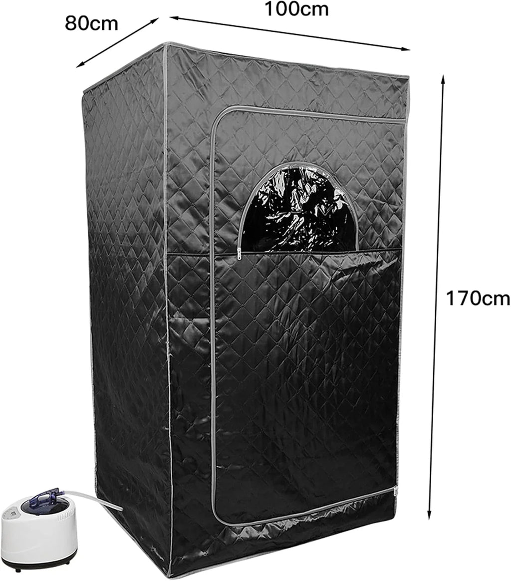 MINGYI Sauna de vapor portátil y plegable de 1000 W con cabina de vapor, generador de vapor de 2,5 camas y mando a distancia, 100 × 80 × 170 cm (Negro)