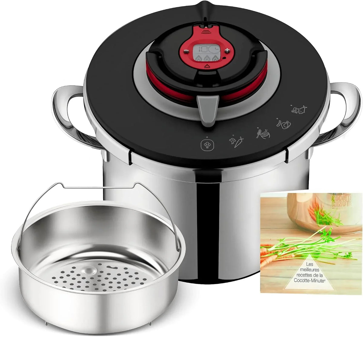 SEB Clipso + Chef Expert 8 L, Olla de cocción rápida con 4 programas, 6 a 8 personas, cocción rápida, compatibilidad con horno, P4571400