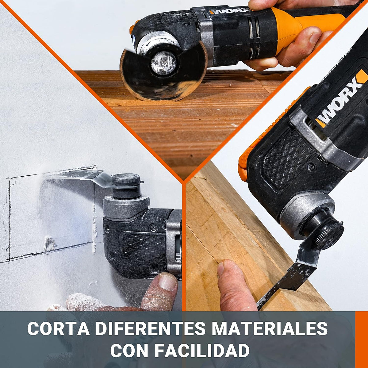 WORX WX696 Multiherramienta Sonicrafter 20V-2Ah, velocidad variable, LED, corte preciso, lijado y detalle, batería cargador, maletín y 35 accesorios incluido, bricolaje y trabajos de precisión