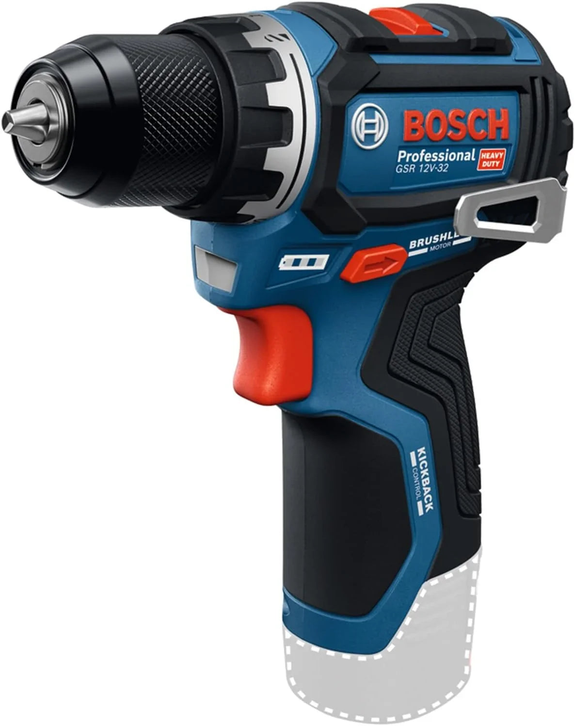 Taladro/atornillador a batería Bosch Professional 12V GSR 12V-32 (KickBack control óptimo, motor Brushless sin escobillas)