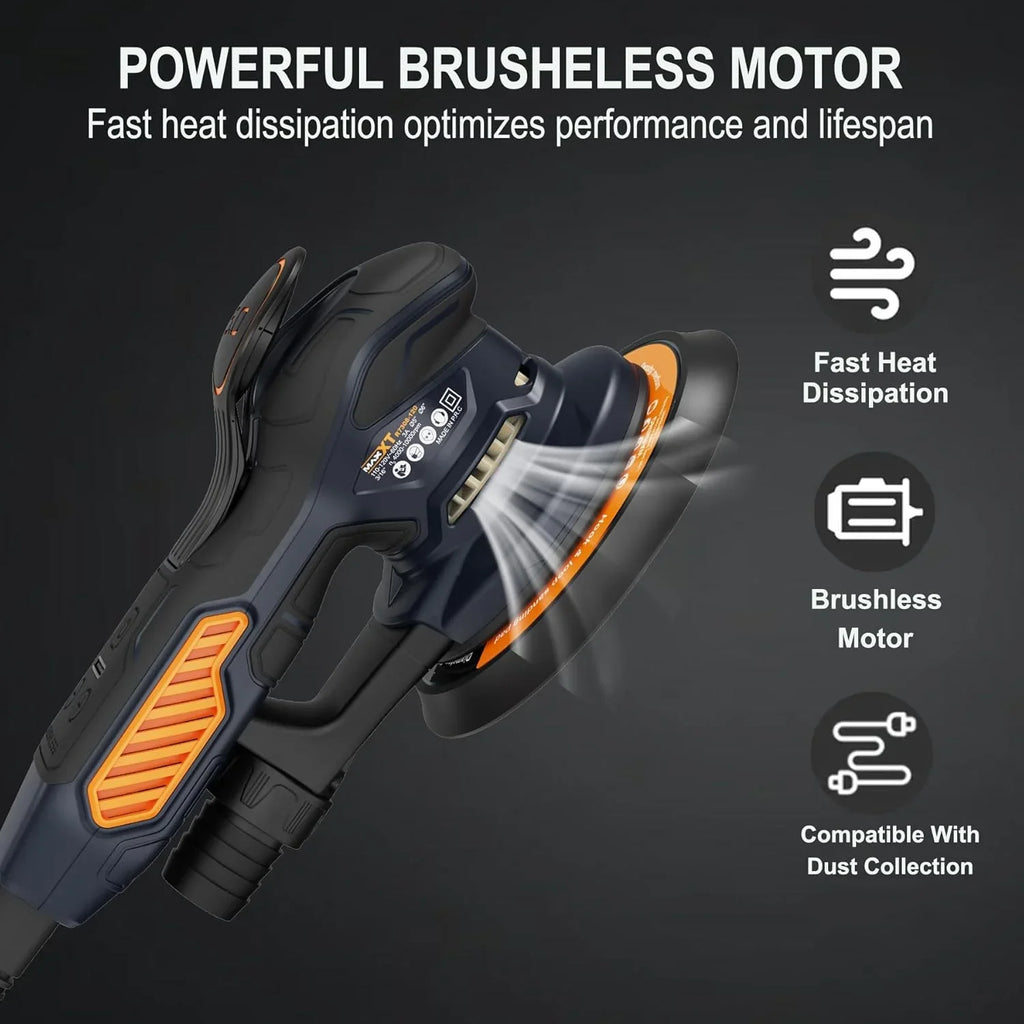 MAXXT Lijadora orbital,350w lijadora orbital aleatoria 10000 OPM con 6 velocidades variables y 10 piezas de 150mm papel,con Bolsillo Lavable de Recogida, para Lijar Madera y Metal