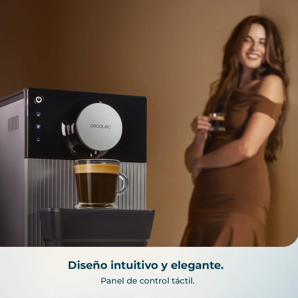 Cecotec Cafetera Superautomática Compacta Cremmaet Cube. 1350W, Sistema de Prensado de 10g, Sistema Pre-Infusión, 19 Bares, Sistema Thermoblock, 5 Niveles de Molienda, Panel de Control Táctil