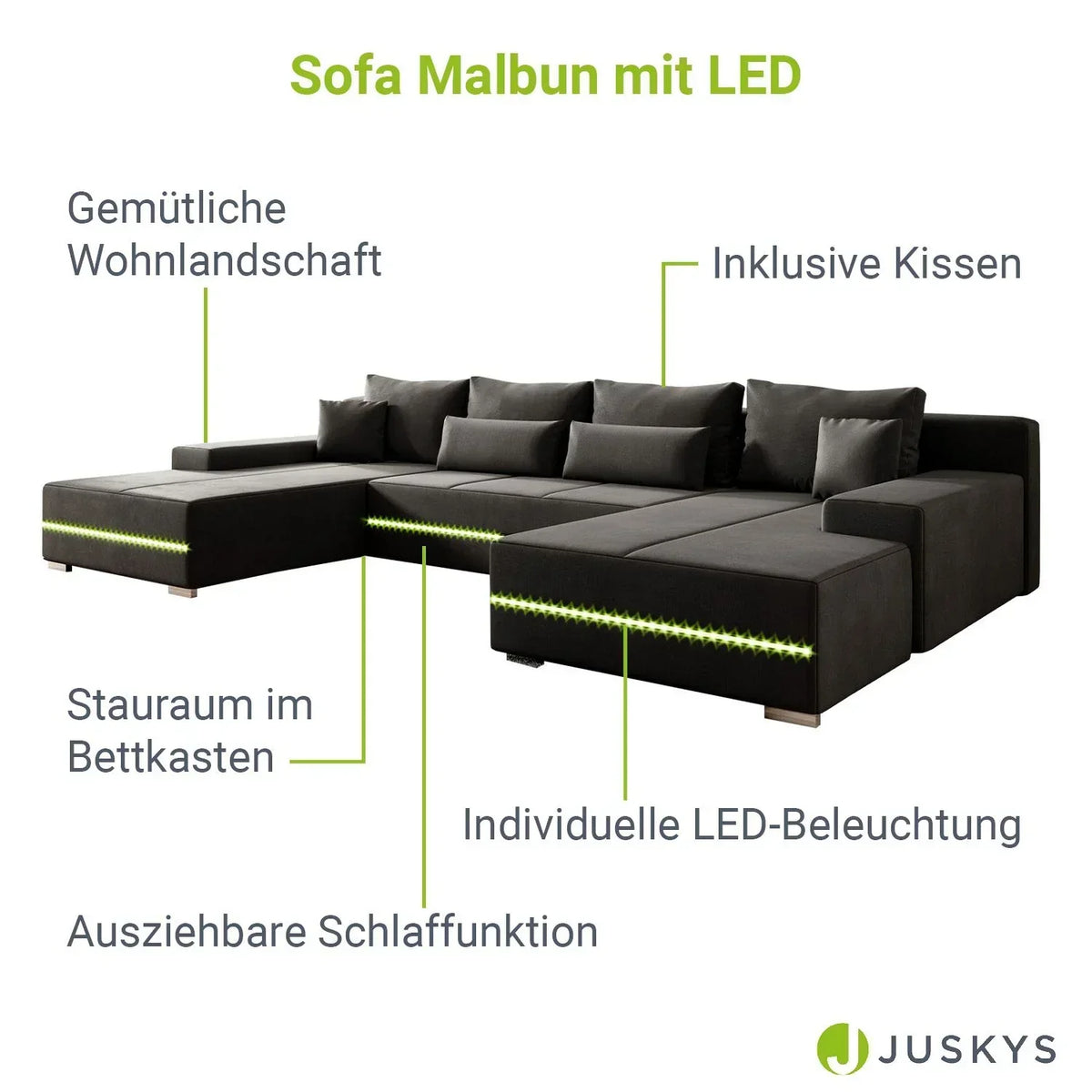 2025 Sofá rinconero Malbun con iluminación LED
