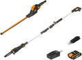 WORX 20V 2 en 1 Combo, Cortasetos telescópico y podadora WG908E, PowerShare, 2.0 Ah, tensado automático de la Cadena, lubricación automática de Aceite y Cargador rápido de 1 Hora.