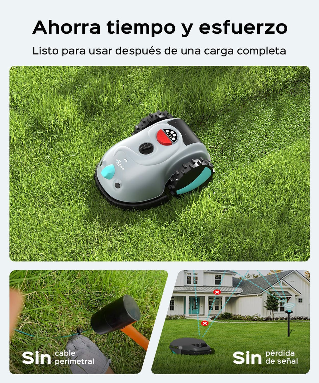 YARDCARE V100 Robot Cortacésped eléctrico con Navegación por Visión, Corte en Espiral, Detección de 150 Obstáculos, Robot Cortacésped Bateria hasta 150m², Robot Cortacesped con Cuchillas de Repuesto