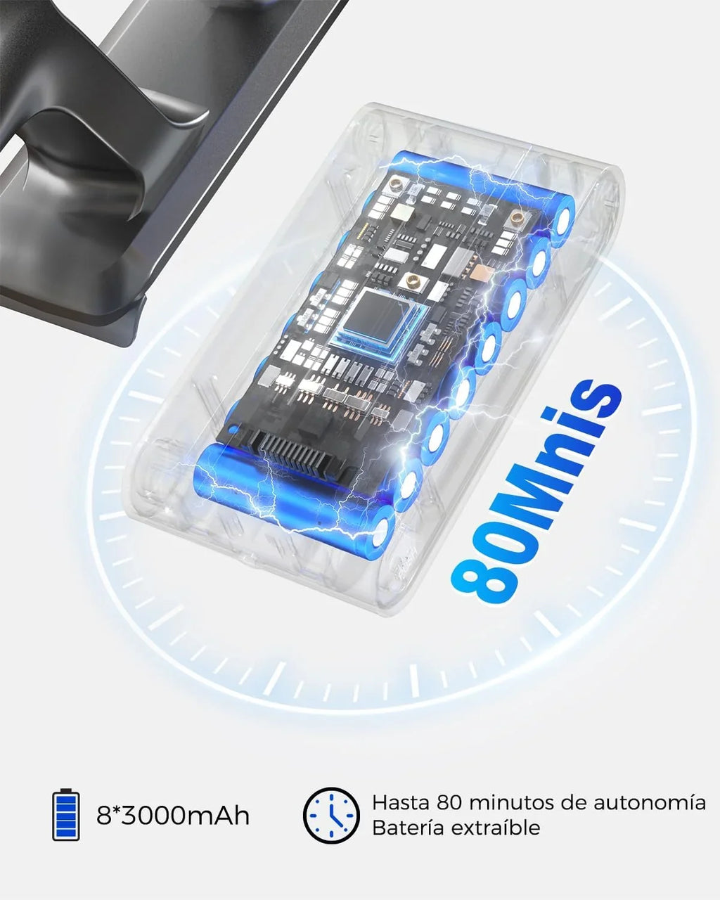 aonus Aspiradora sin Cable 60KPa/650W/80Min, Aspirador Escoba Potente, Azul