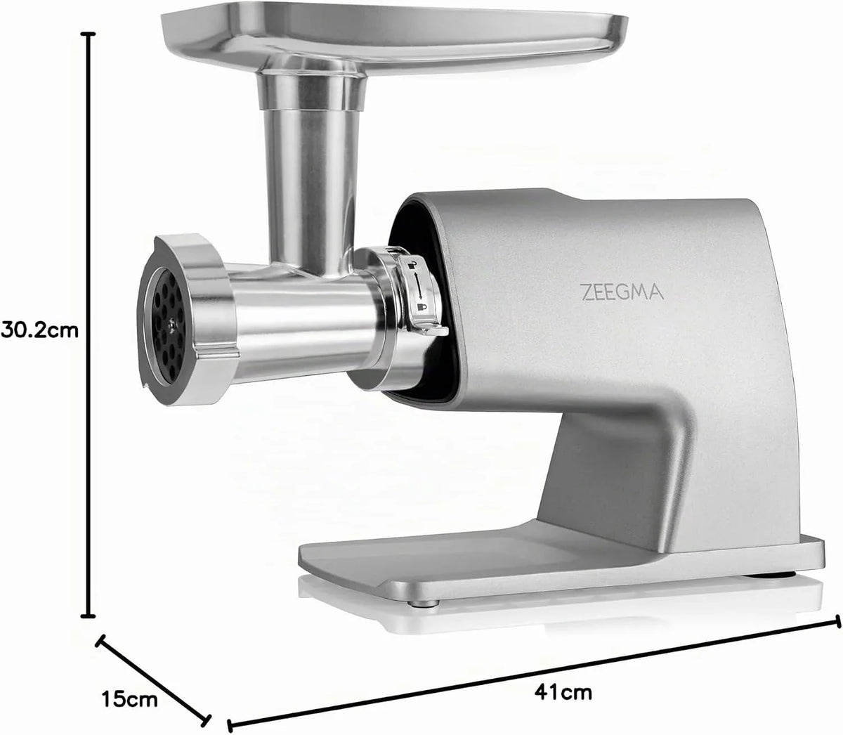 ZEEGMA MOLEN MASTER Máquina Eléctrica para Moler Carne, Potencia de 2500 W, 3 Discos de Acero Inoxidable, Accesorio para Embutidos, Rallador, Función Reversa, Pantalla Táctil