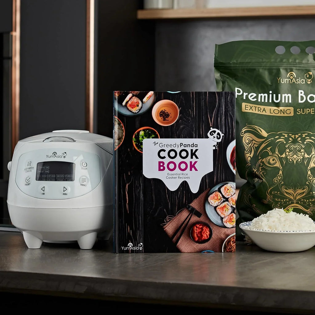 Yum Asia Panda Mini arrocera con cuenco de cerámica Ninja y lógica difusa avanzada (3,5 tazas, 0,63 litros) 4 funciones de arroz, 4 funciones de multicocina 220-240V (Arctic White)