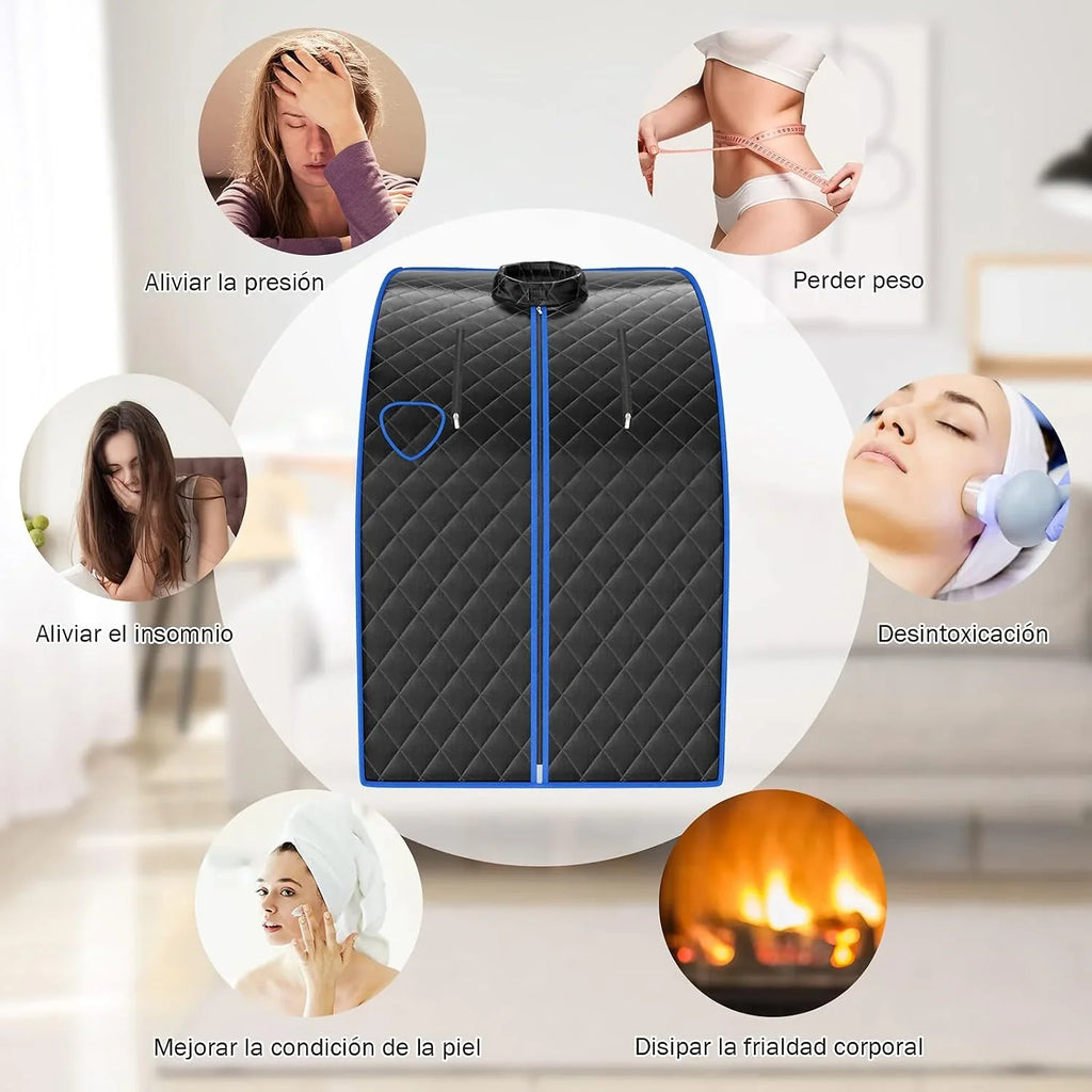 COSTWAY 3L Mini Sauna de Vapor para Casa con Control Remoto,Silla y Accesorios Sauna de Vapor Portátil con Control Remoto Cabina de Sauna con Temperatura y Temporizador Ajustables (negro)