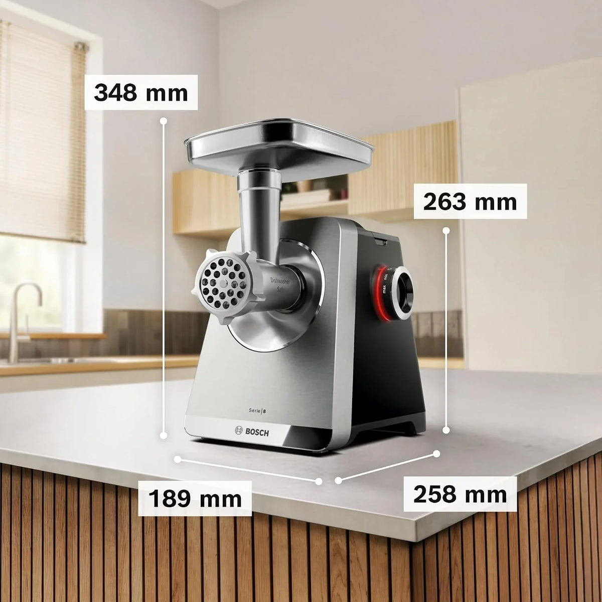 Bosch, Picadora de carne, MultiPower Serie 8, 500W, MFWS840M