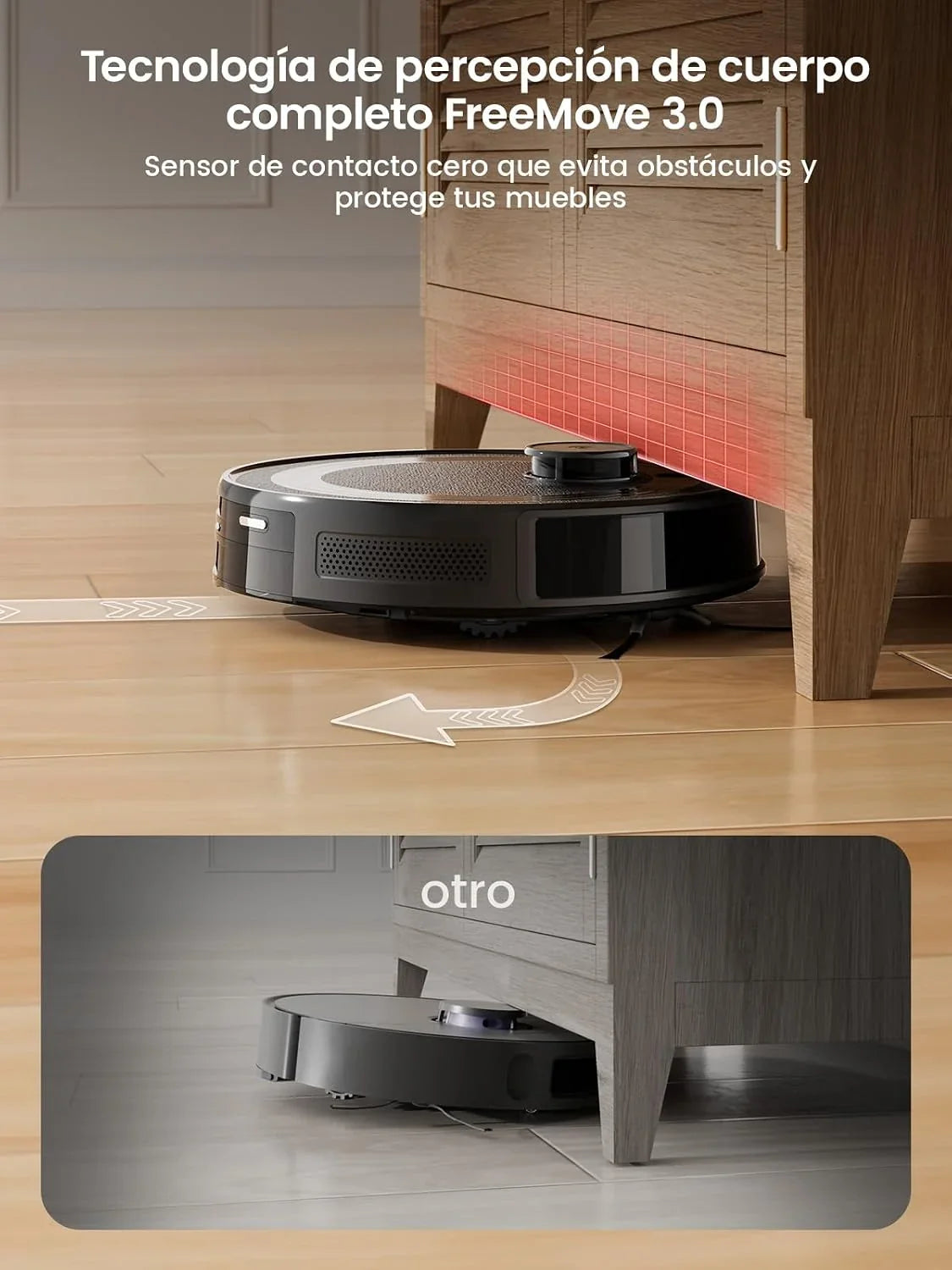 Lefant M2 Robot Aspirador y Fregasuelos 2 en 1, 6000Pa, 160min Automático, Navegación Láser, Evitación PSD, Limpieza Personalizada, Ideal para Limpiar Pelo de Mascotas y Suelos Duros