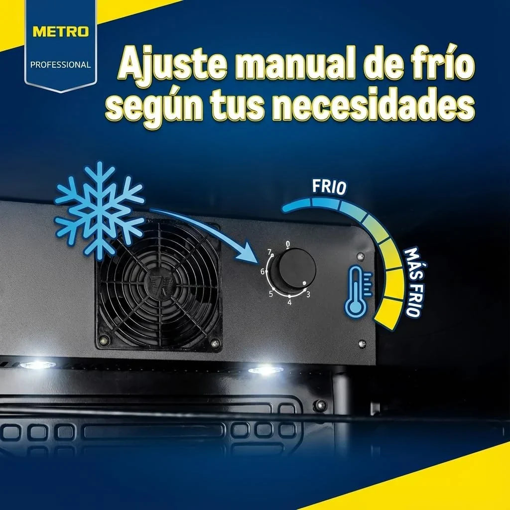 METRO Professional Frigorífico para Bebidas GSC4240B, Nevera Vertical con Puerta de Cristal, 54 x 54.5 x 139.5 cm, Iluminación Led, 6 Estantes Ajustables, con Cerradura, 4-18 °C (237 L, Negro)