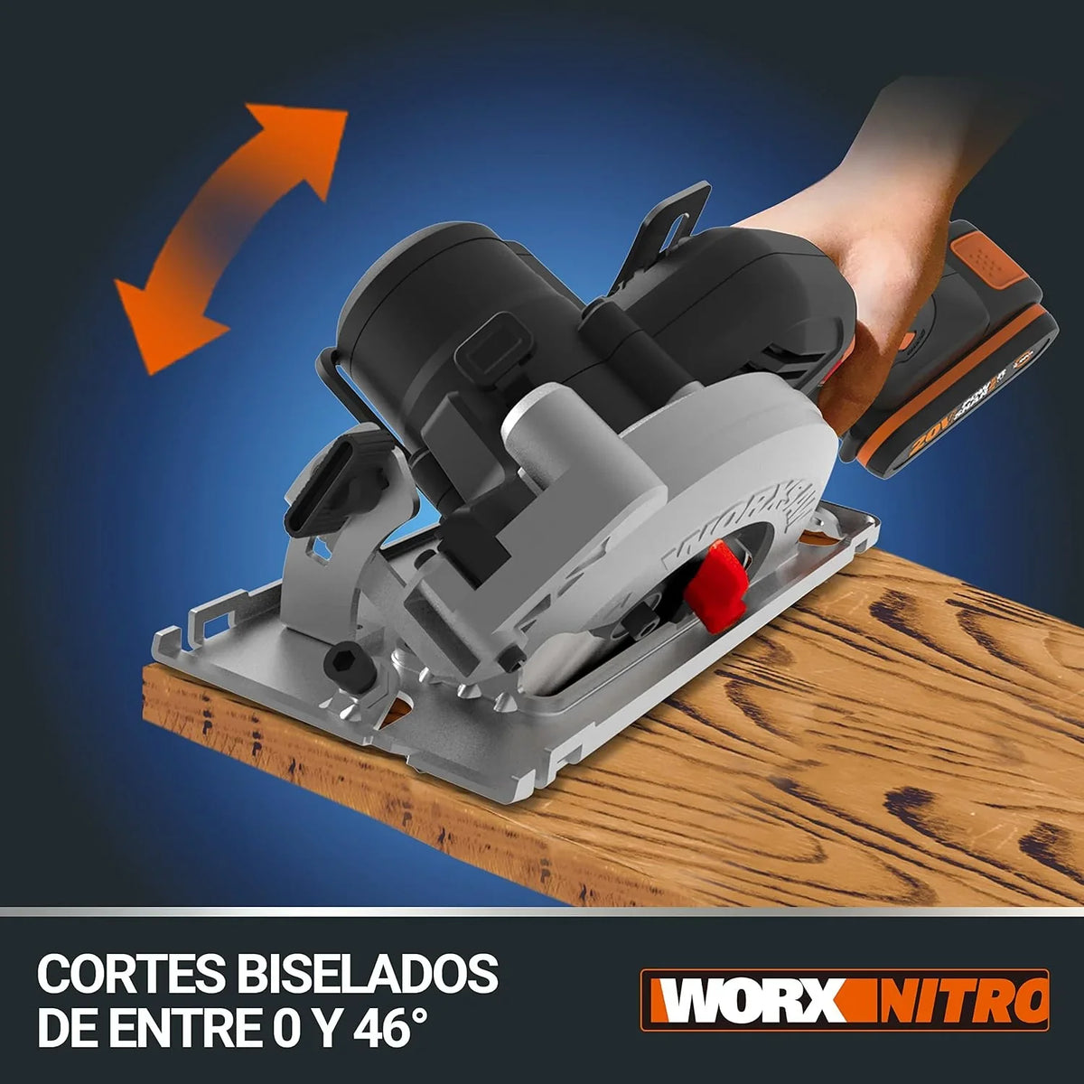 WORX Sierra circular Brushless WORXsaw XL 20V | PowerShare | WX531-1 batería 2Ah | Motor sin escobillas, diseño de cuerpo fino, rápido ajuste de profundidad