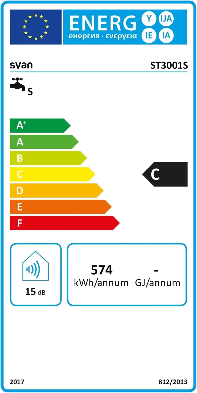 Svan ST3001S Vertical Electric Thermo 30 L Vertical Installation, 1500 W, Includes Mounting Kit, Stainless Steel Resistor, White, Energy Efficiency Class C