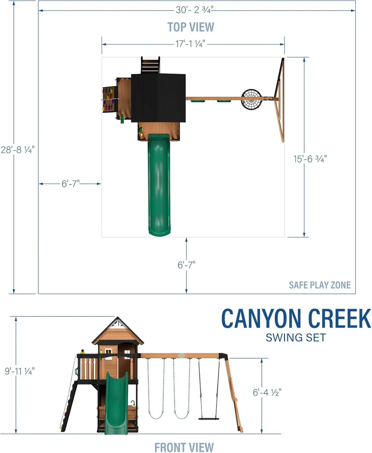 2025 Backyard Discovery Canyon Creek Set de Juego Exterior en Madera de Cedro con Tobogán, Casa en el Árbol, Columpios y Pared de Escalada