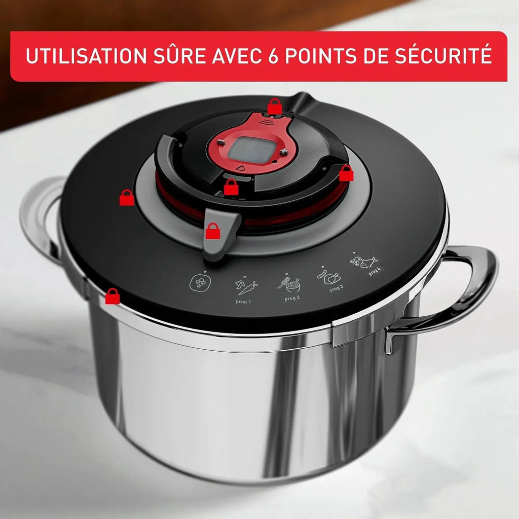SEB Clipso + Chef Expert 8 L, Olla de cocción rápida con 4 programas, 6 a 8 personas, cocción rápida, compatibilidad con horno, P4571400