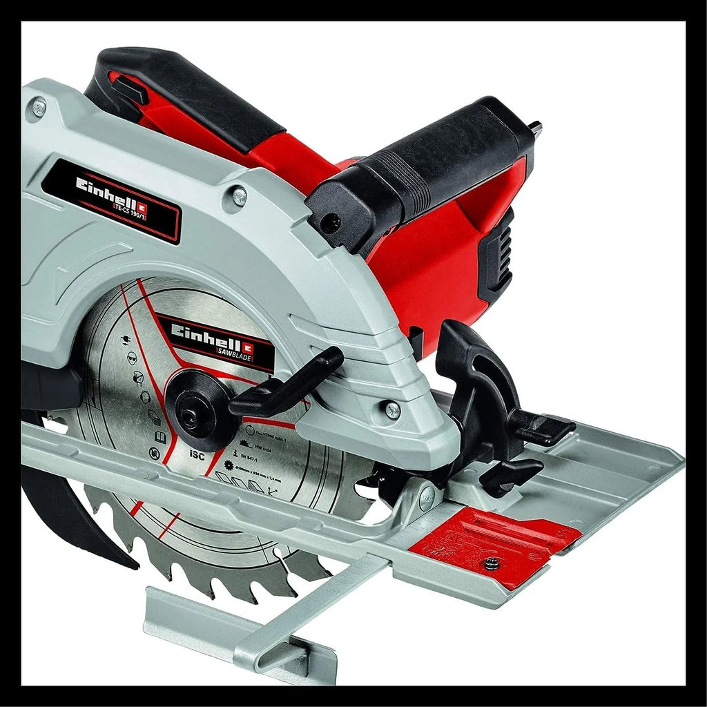 Einhell Sierra circular manual TE-CS 190/1 (1500 W, 5.500 min-1, ajuste sin herramientas, gran estribo de agarre, mesa de sierra de aluminio, bloqueo de husillo, incl. hoja de metal duro)