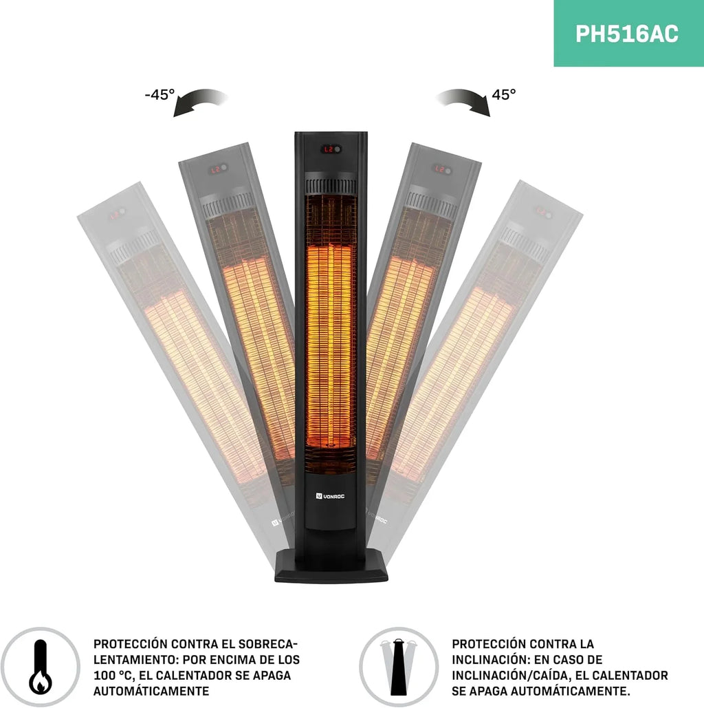 VONROC Filicudi Patio Heater 2000W with Carbon Infrared