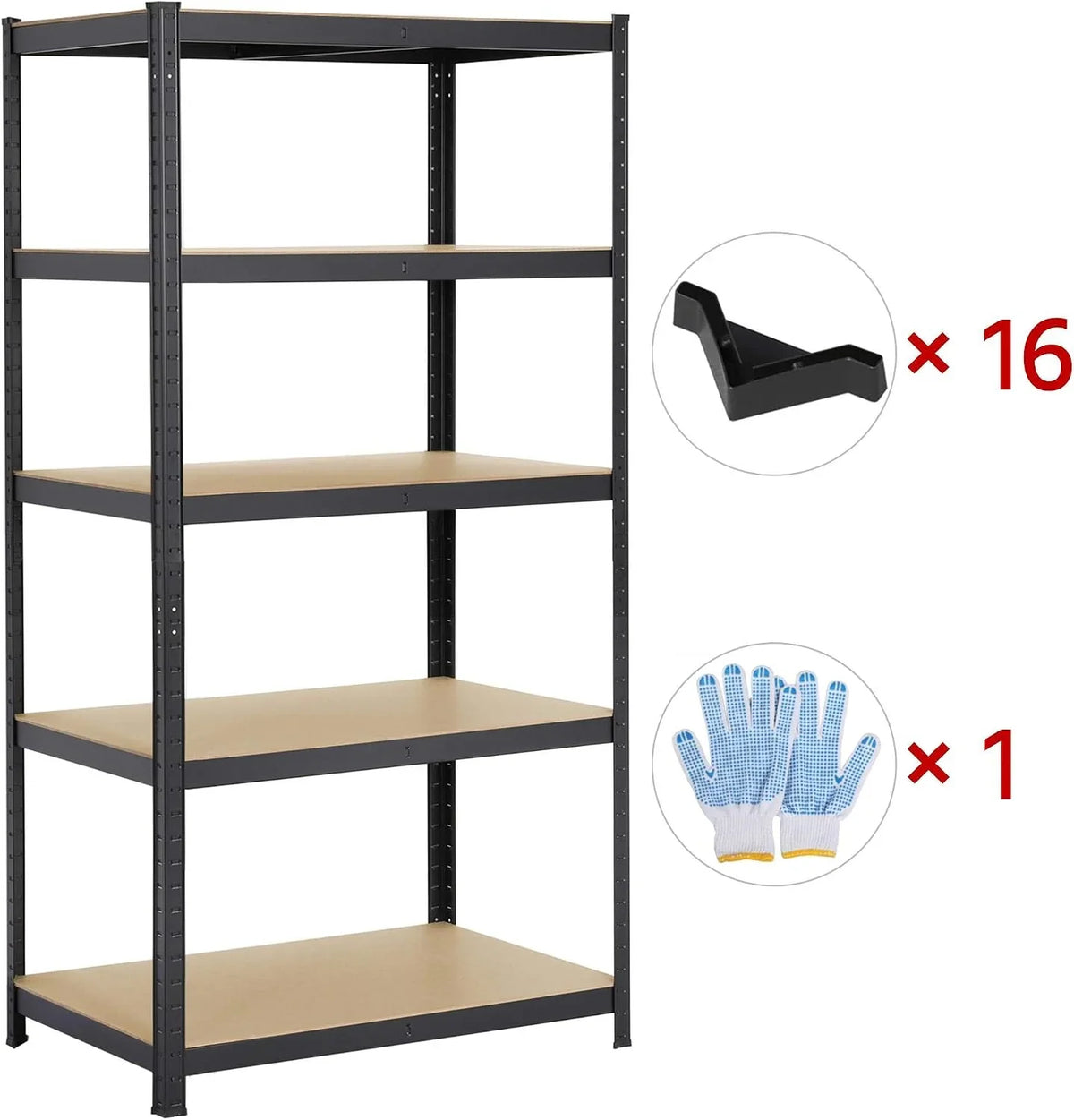 Yaheetech Set de 2pcs Estanterías Metálicas 180X90X60cm Carga 875 KG Negro