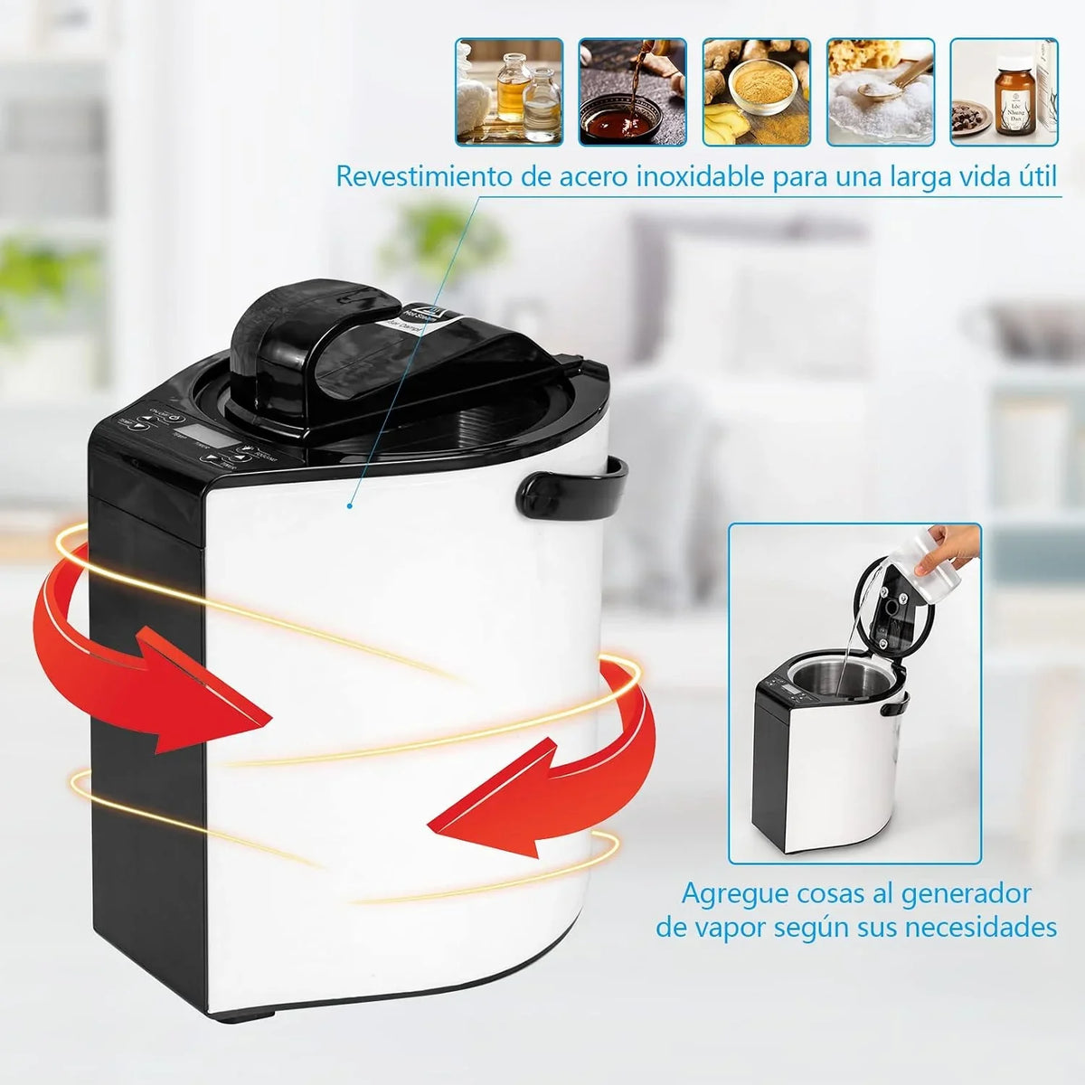 COSTWAY 3L Mini Sauna de Vapor para Casa con Control Remoto, Silla y Accesorios Sauna de Vapor Portátil con Control Remoto, 1000w Cabina de Sauna con Temperatura y Temporizador Ajustables (plata)
