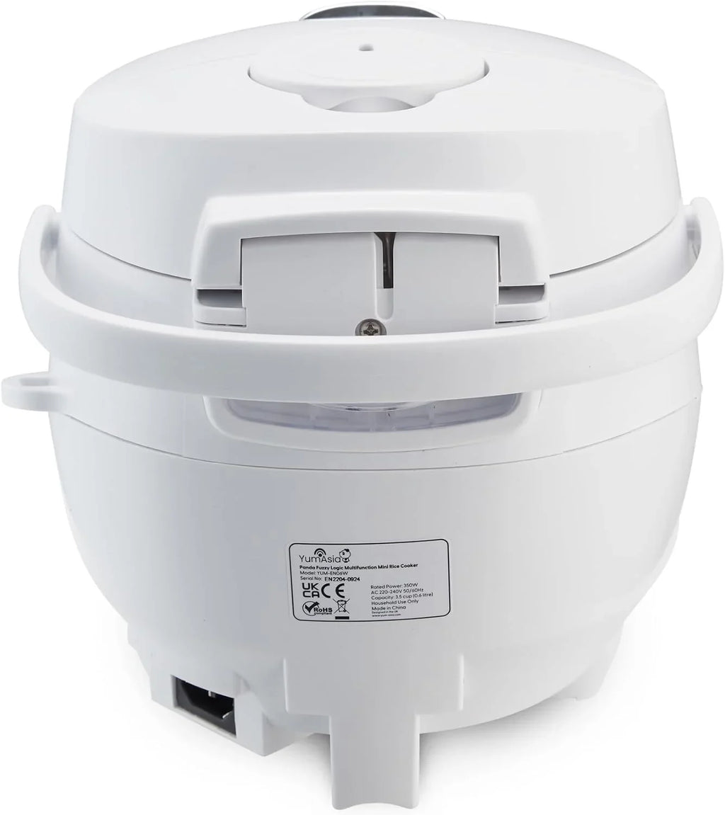 Yum Asia Panda Mini arrocera con cuenco de cerámica Ninja y lógica difusa avanzada (3,5 tazas, 0,63 litros) 4 funciones de arroz, 4 funciones de multicocina 220-240V (Arctic White)
