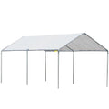2025 Cochera de alto rendimiento Outsunny de 3 x 6 m en acero galvanizado con kit de fijación, 3 cables reforzados y lona blanca