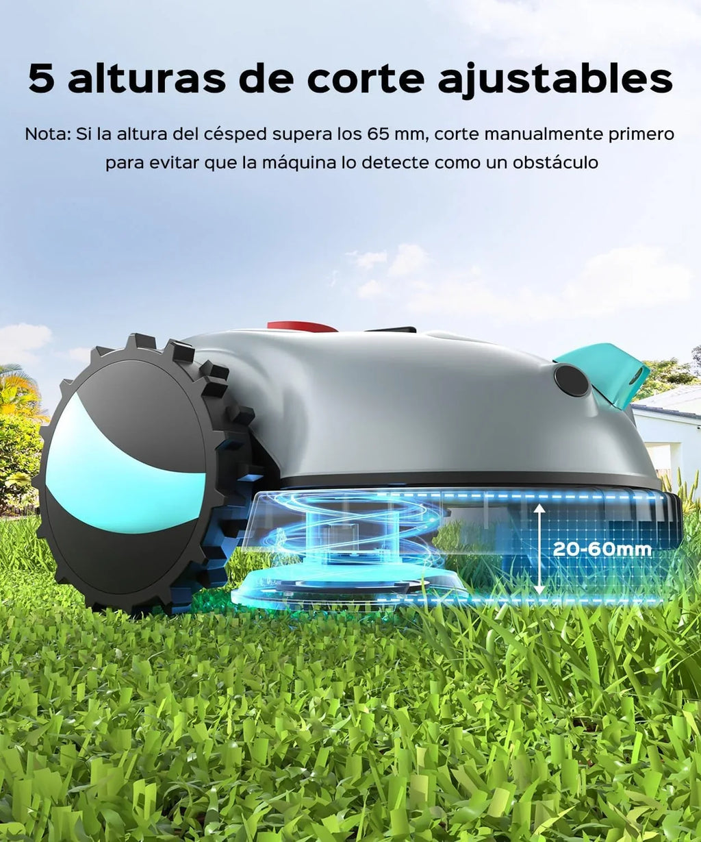 YARDCARE V100 Robot Cortacésped eléctrico con Navegación por Visión, Corte en Espiral, Detección de 150 Obstáculos, Robot Cortacésped Bateria hasta 150m², Robot Cortacesped con Cuchillas de Repuesto