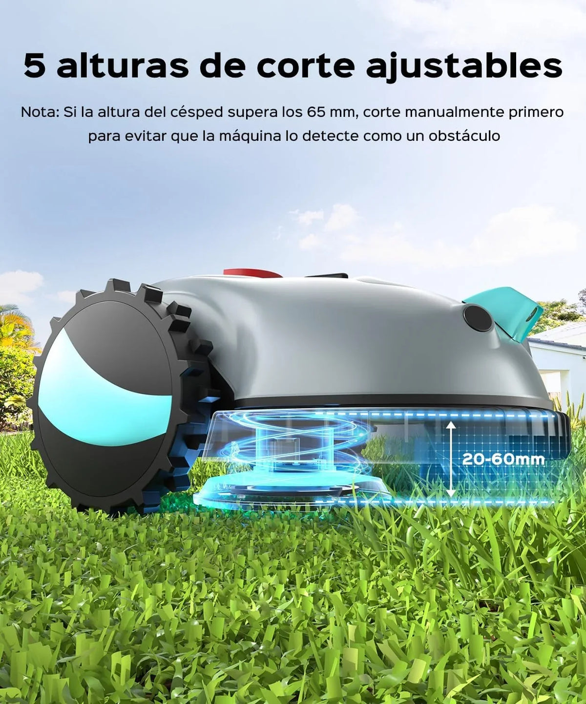 YARDCARE V100 Robot Cortacésped eléctrico con Navegación por Visión, Corte en Espiral, Detección de 150 Obstáculos, Robot Cortacésped Bateria hasta 150m², Robot Cortacesped con Cuchillas de Repuesto