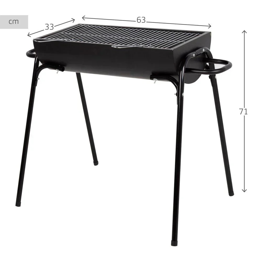 Barbacoa Portátil De Acero 91x33x71 Cm - Aktive. Negro