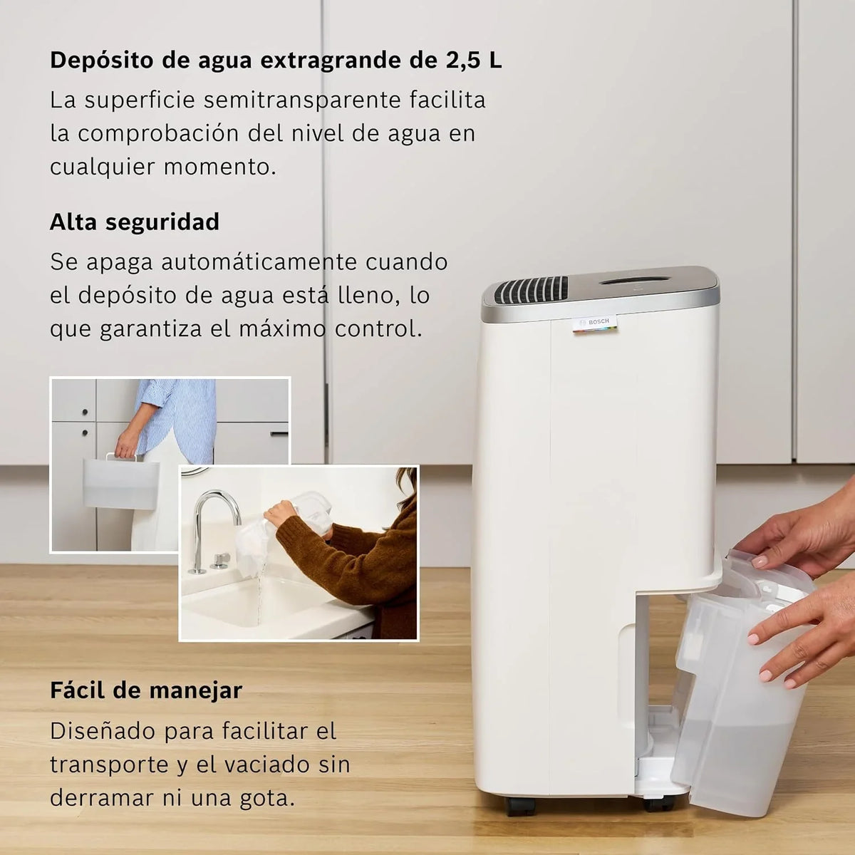 Bosch Dry 4000, Deshumidificador, Para estancias de hasta 33 m²